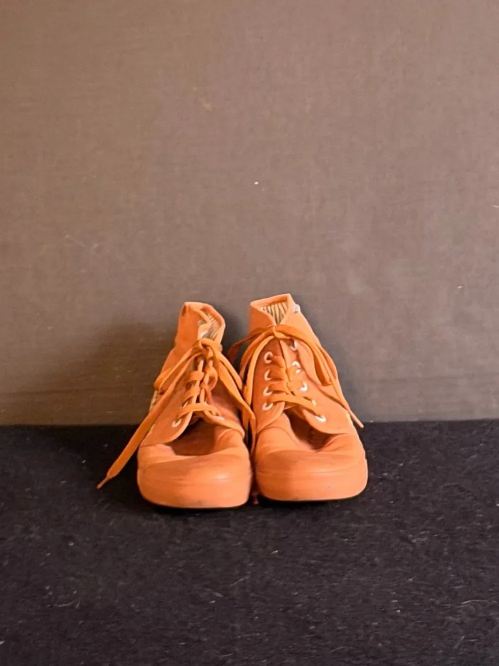 BANGS Mens/Womens Camel-Colored Embroidered Canvas High Top Sneakers